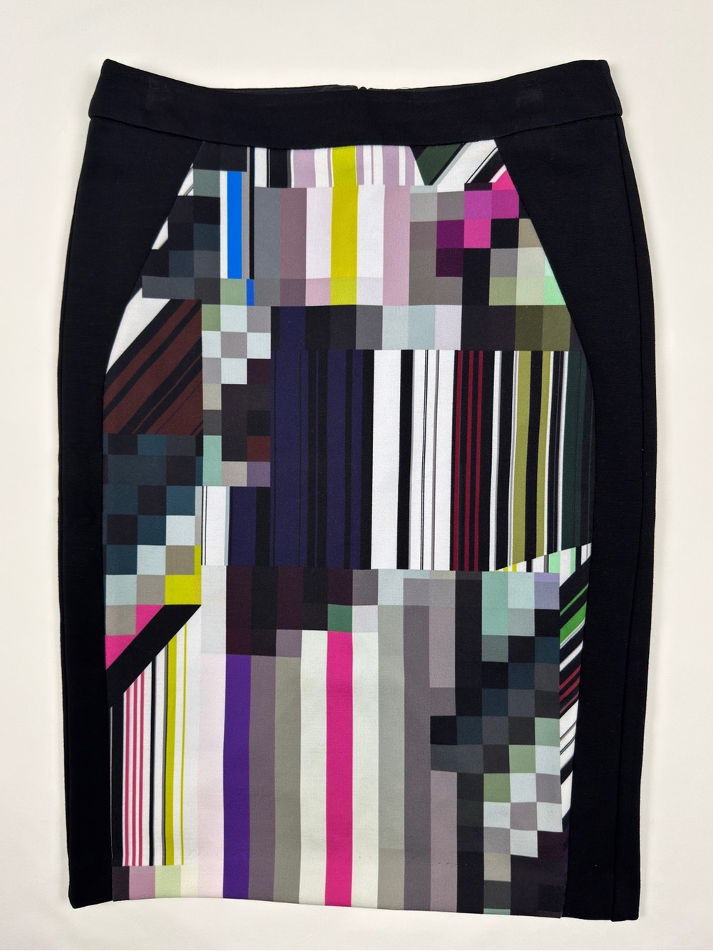 Trina Turk Black Pencil Skirt with Multicolor Geometric Panel